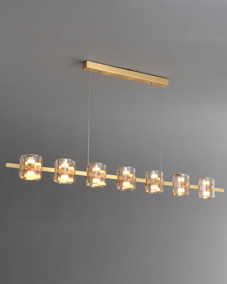 WOMO Linear Chandelier Gold/Black Glass-WM2219A