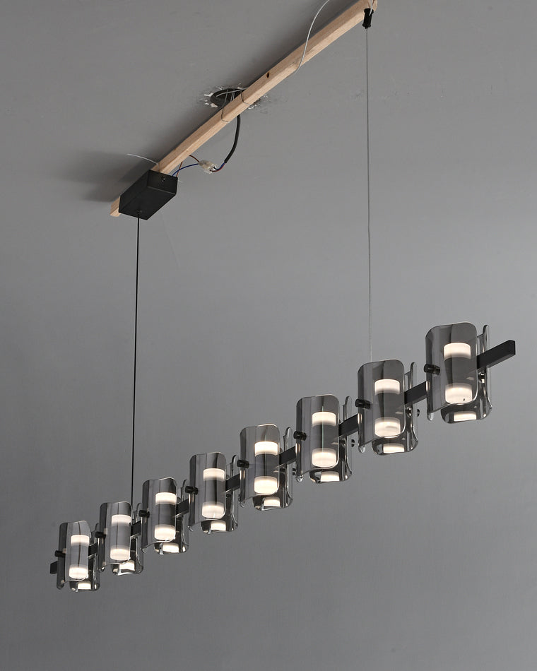 WOMO Linear Chandelier Gold/Black Glass-WM2219A