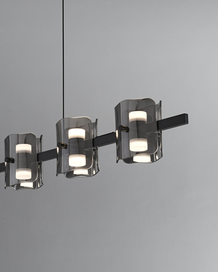 WOMO Linear Chandelier Gold/Black Glass-WM2219A