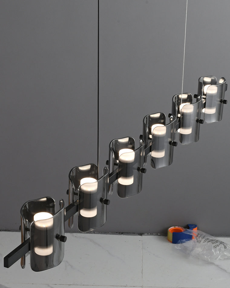 WOMO Linear Chandelier Gold/Black Glass-WM2219A