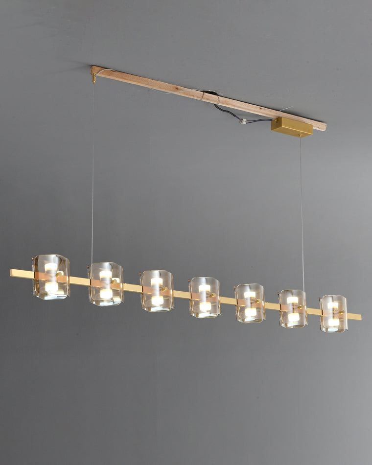 WOMO Linear Chandelier Gold/Black Glass-WM2219A