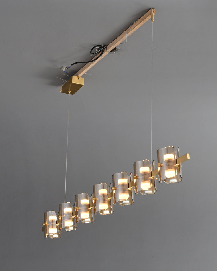 WOMO Linear Chandelier Gold/Black Glass-WM2219A