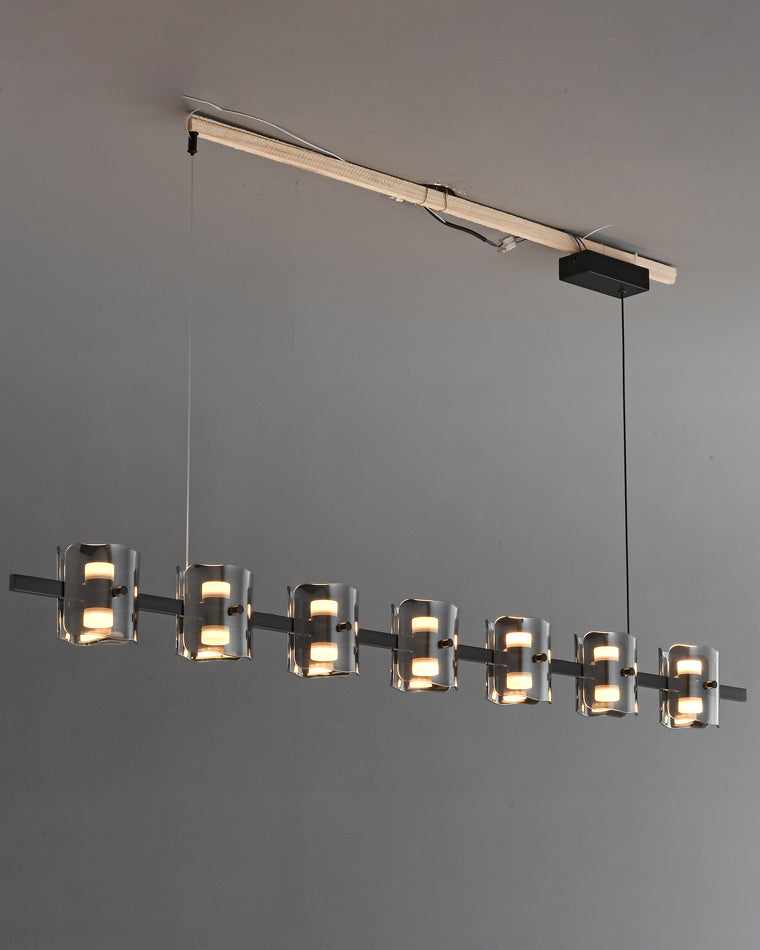 WOMO Linear Chandelier Gold/Black Glass-WM2219A
