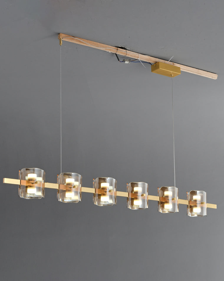 WOMO Linear Chandelier Gold/Black Glass-WM2219A