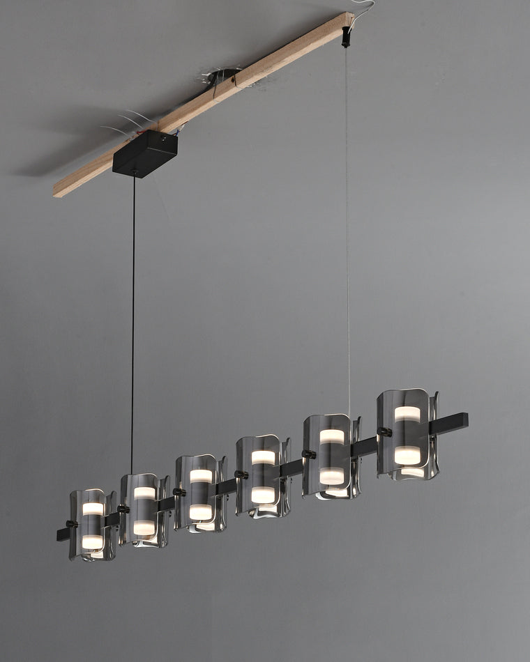 WOMO Linear Chandelier Gold/Black Glass-WM2219A