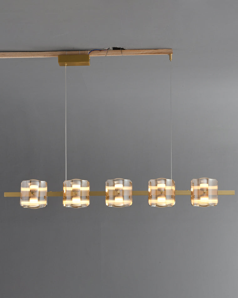WOMO Linear Chandelier Gold/Black Glass-WM2219A