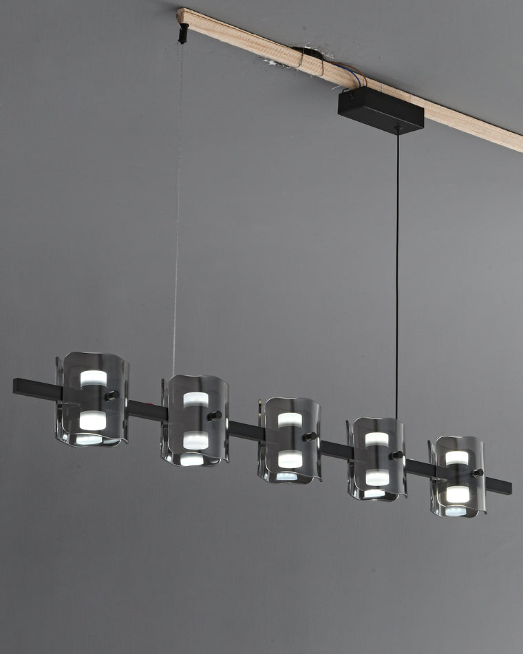 WOMO Linear Chandelier Gold/Black Glass-WM2219A