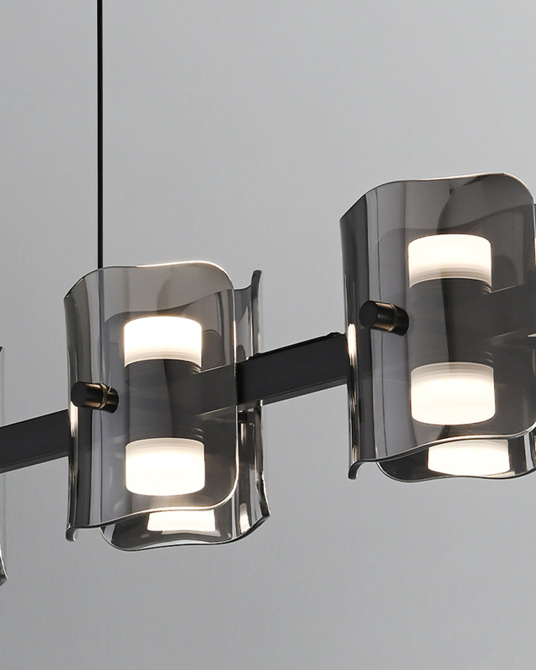 WOMO Linear Chandelier Gold/Black Glass-WM2219A