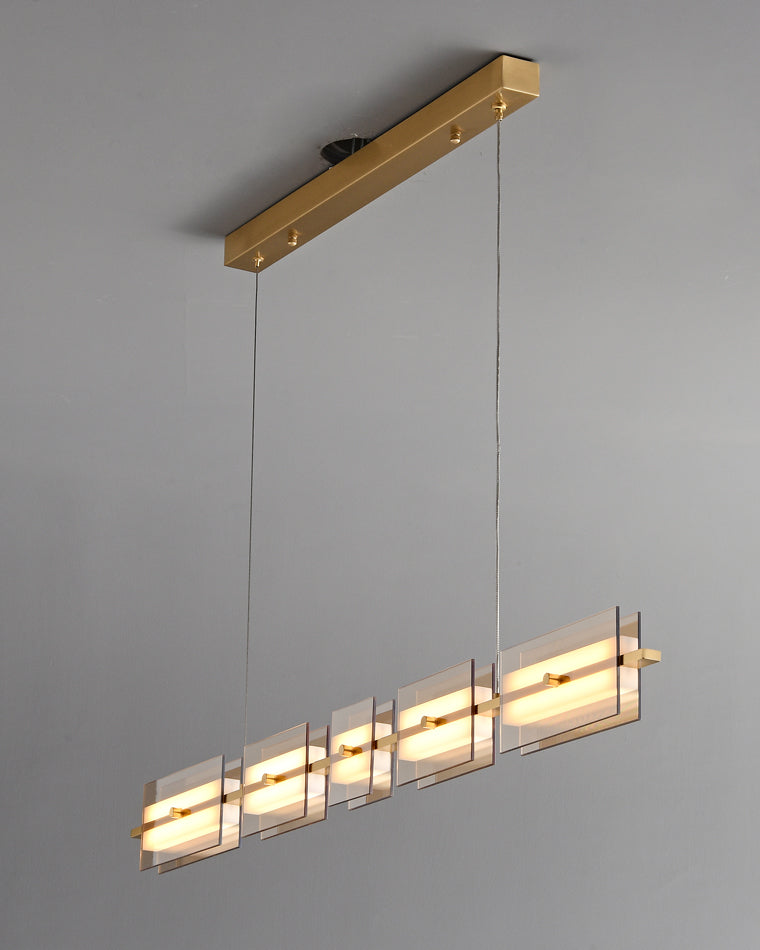 Lustre linéaire en ambre/verre fumé WOMO-WM2221