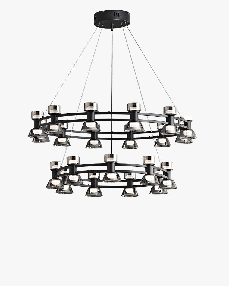 WOMO Lustre Bougie Verre Doré/Noir-WM2224