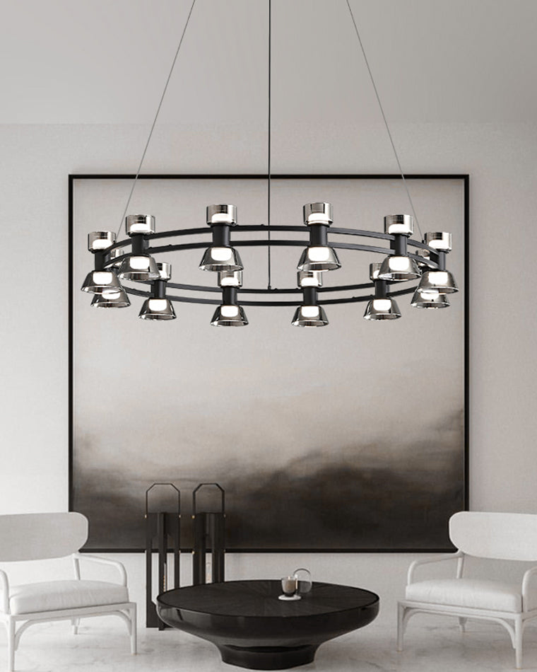 WOMO Lustre Bougie Verre Doré/Noir-WM2224