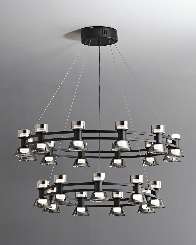 WOMO Lustre Bougie Verre Doré/Noir-WM2224