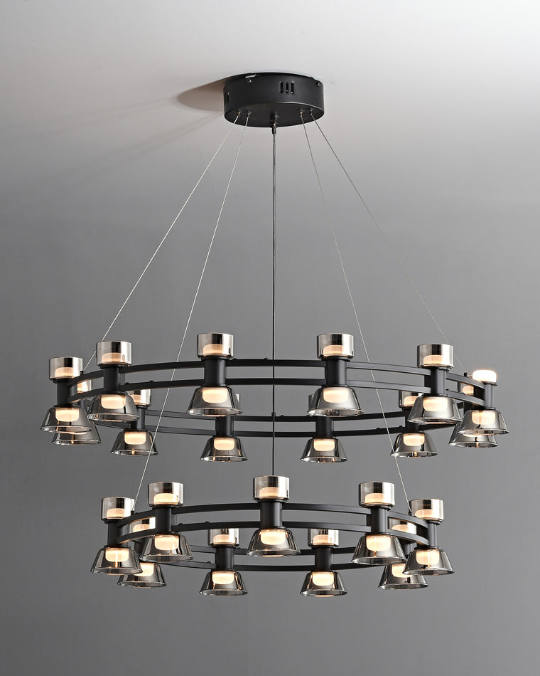 WOMO Lustre Bougie Verre Doré/Noir-WM2224