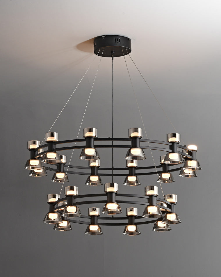 WOMO Lustre Bougie Verre Doré/Noir-WM2224