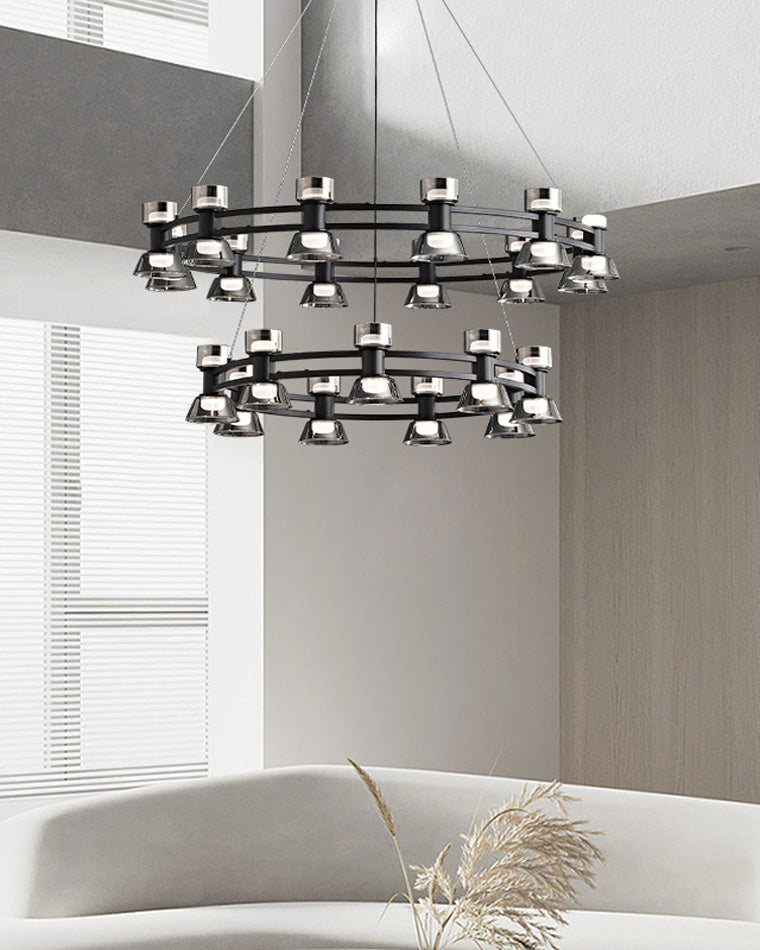 WOMO Lustre Bougie Verre Doré/Noir-WM2224