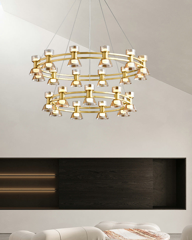 WOMO Lustre Bougie Verre Doré/Noir-WM2224