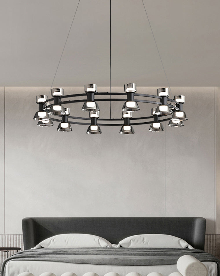 WOMO Lustre Bougie Verre Doré/Noir-WM2224