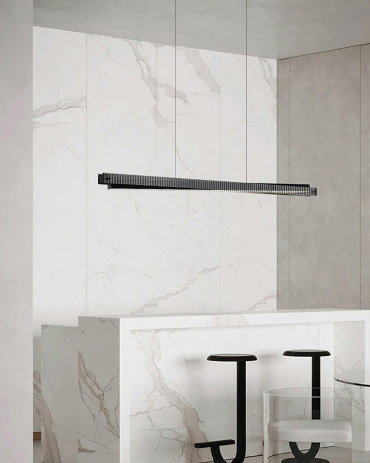 Suspension linéaire en verre cannelé noir WOMO-WM2310