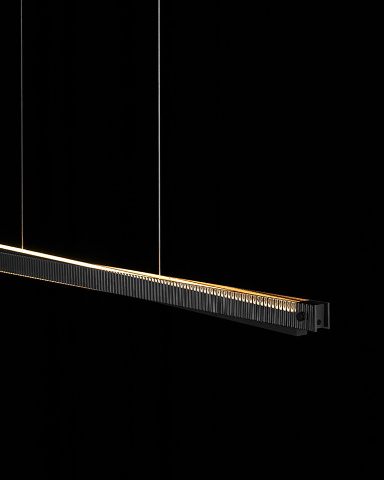Suspension linéaire en verre cannelé noir WOMO-WM2310