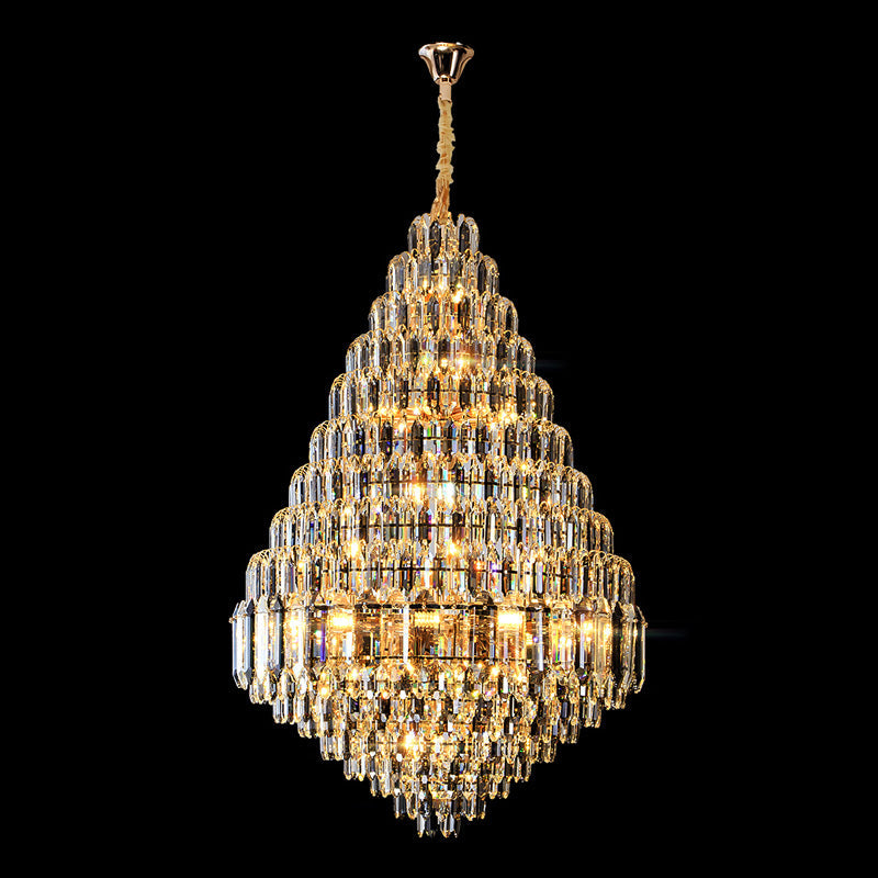 Lustre de foyer en cristal conique à plusieurs niveaux WOMO-WM2384