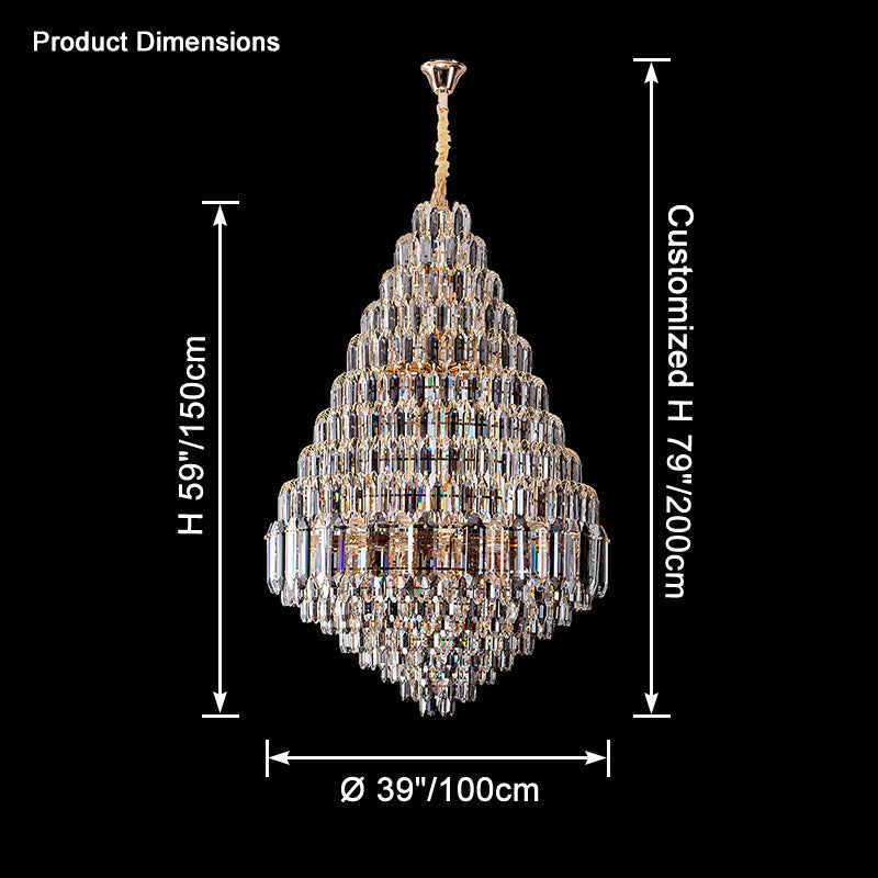 Lustre de foyer en cristal conique à plusieurs niveaux WOMO-WM2384