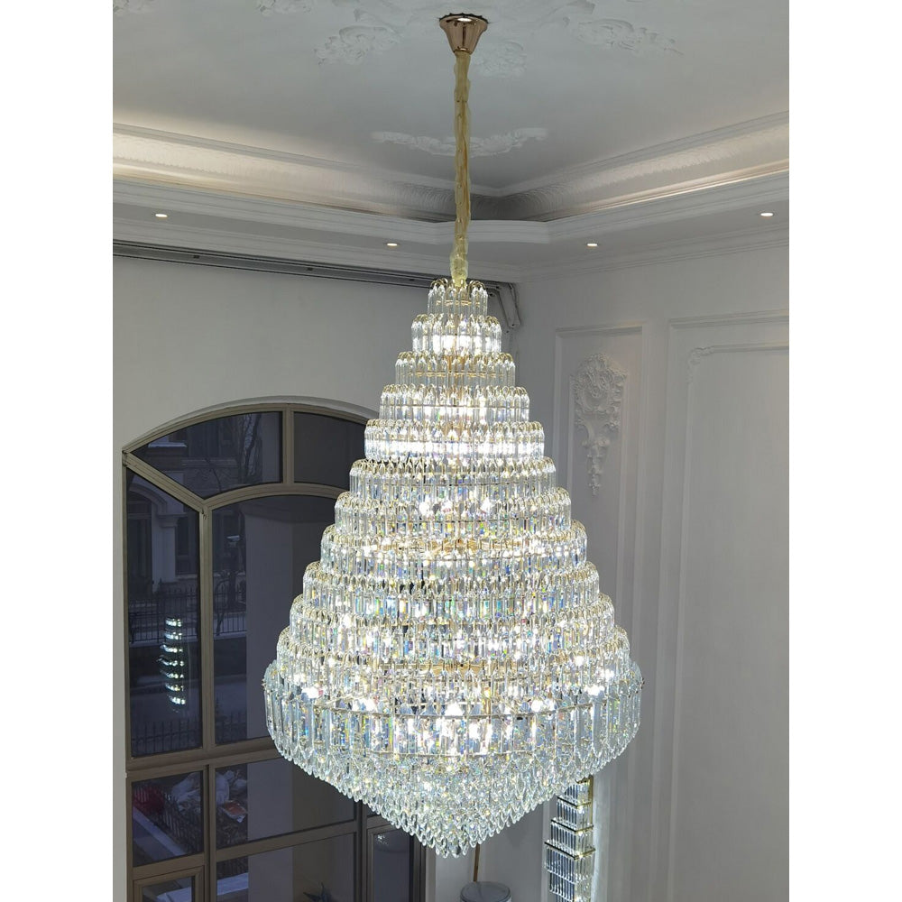 Lustre de foyer en cristal conique à plusieurs niveaux WOMO-WM2384