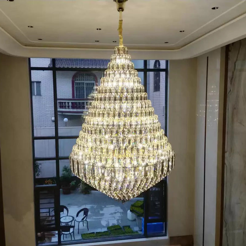Lustre de foyer en cristal conique à plusieurs niveaux WOMO-WM2384