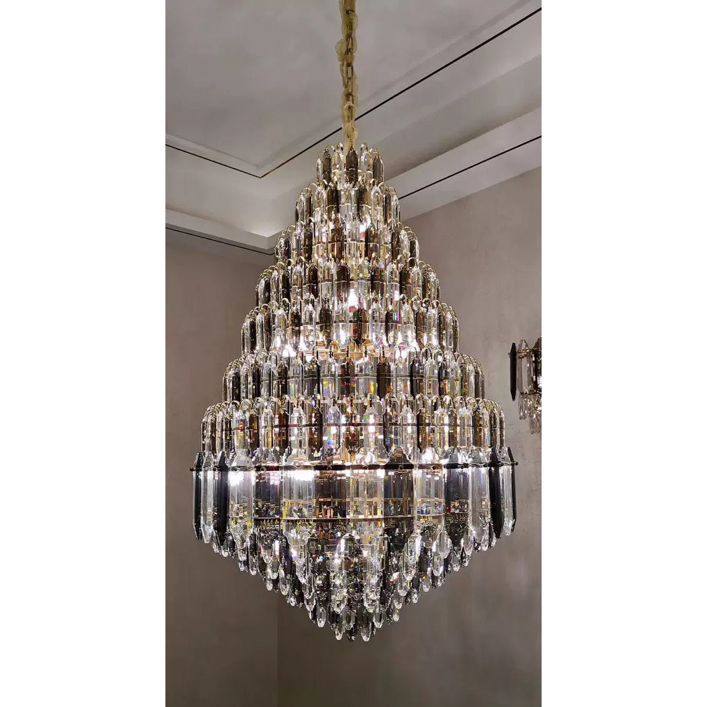 Lustre de foyer en cristal conique à plusieurs niveaux WOMO-WM2384