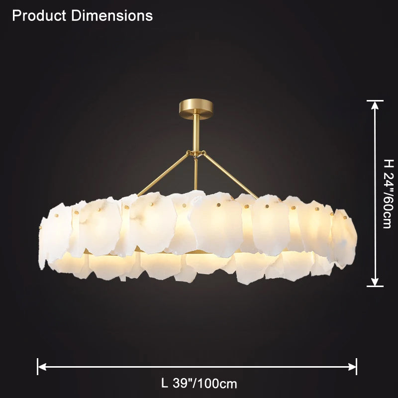 WOMO Lustre Rond Albâtre Doré Décorative-WM2392a