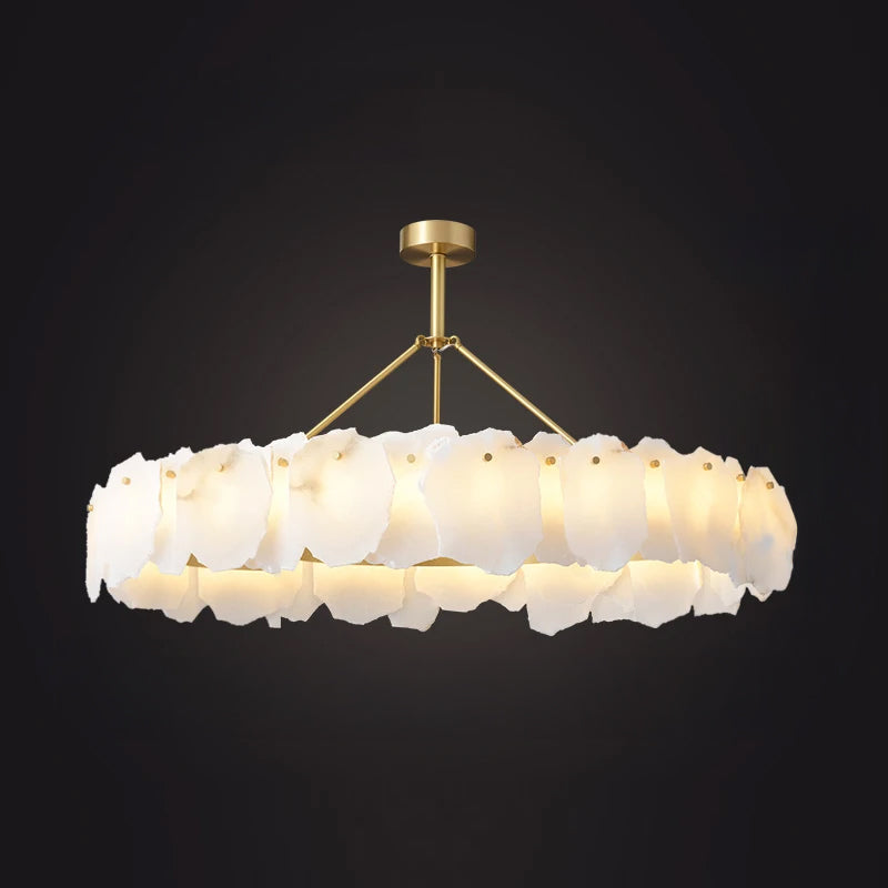 WOMO Lustre Rond Albâtre Doré Décorative-WM2392a