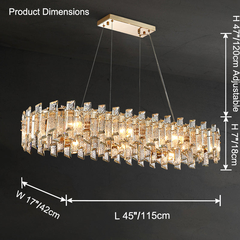 Lustre ovale long en cristal d'or WOMO-WM2403