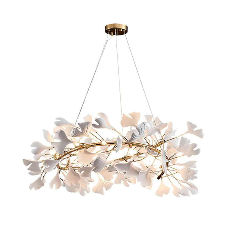 WOMO Ginkgo Leaf Spiral Ceramic Decorative Chandelier-WM2416