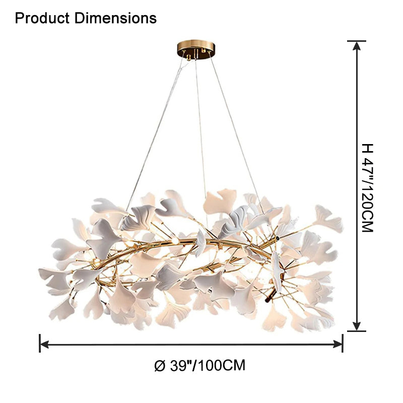 WOMO Ginkgo Leaf Spiral Ceramic Decorative Chandelier-WM2416