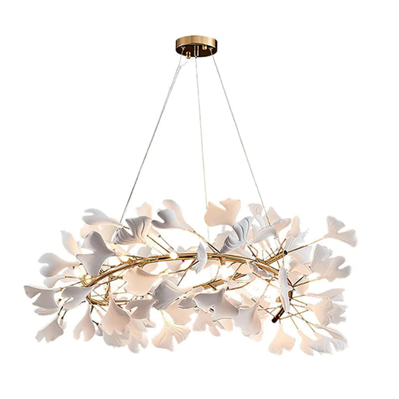 WOMO Ginkgo Leaf Spiral Ceramic Decorative Chandelier-WM2416