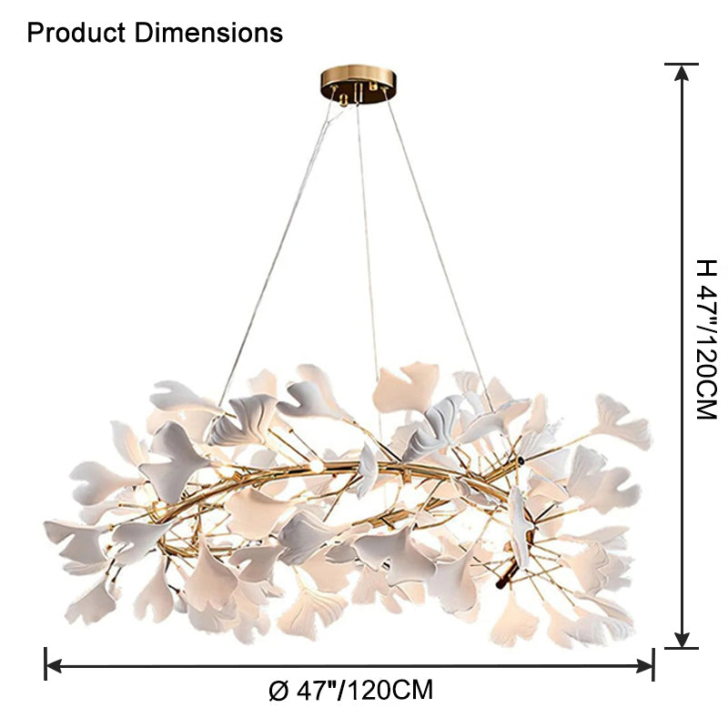 WOMO Ginkgo Leaf Spiral Ceramic Decorative Chandelier-WM2416
