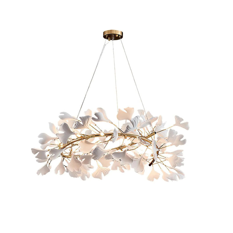 WOMO Ginkgo Leaf Spiral Ceramic Decorative Chandelier-WM2416