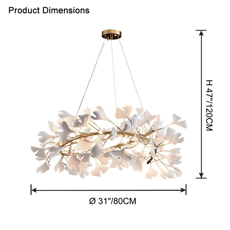WOMO Ginkgo Leaf Spiral Ceramic Decorative Chandelier-WM2416
