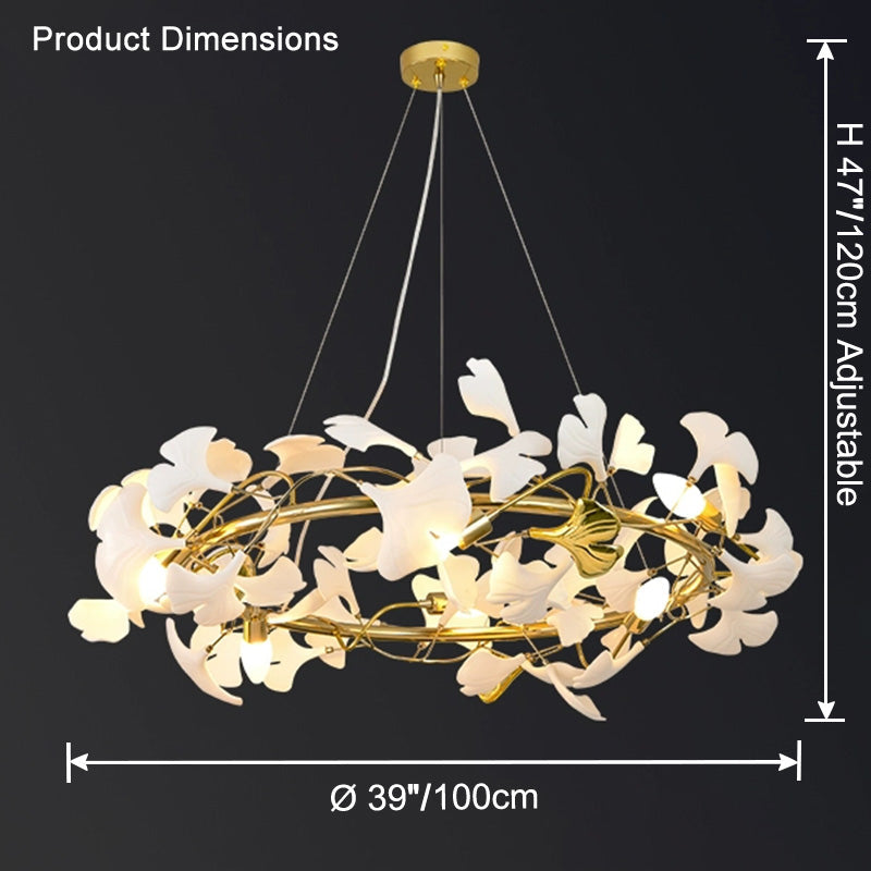 WOMO Round Ginkgo Leaf Decorative Ceramic Chandelier-WM2422