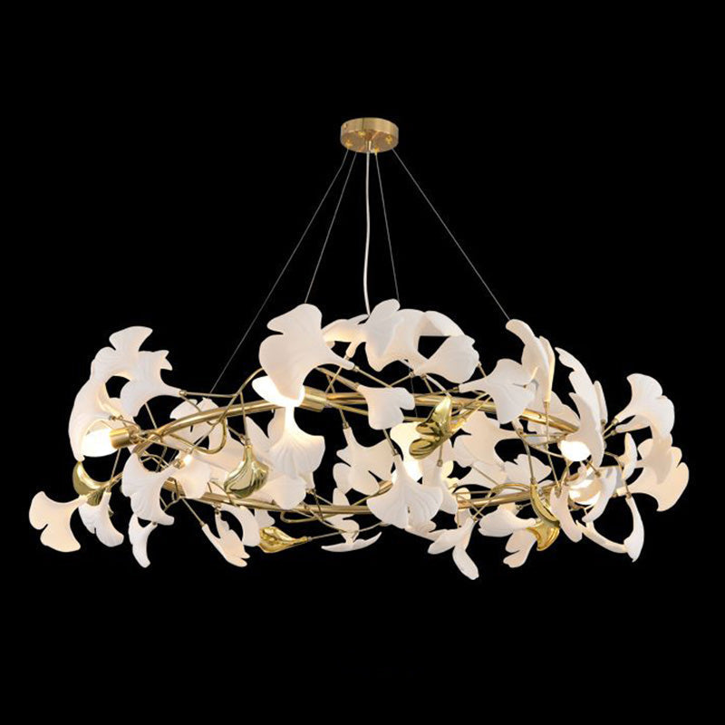 WOMO Round Ginkgo Leaf Decorative Ceramic Chandelier-WM2422