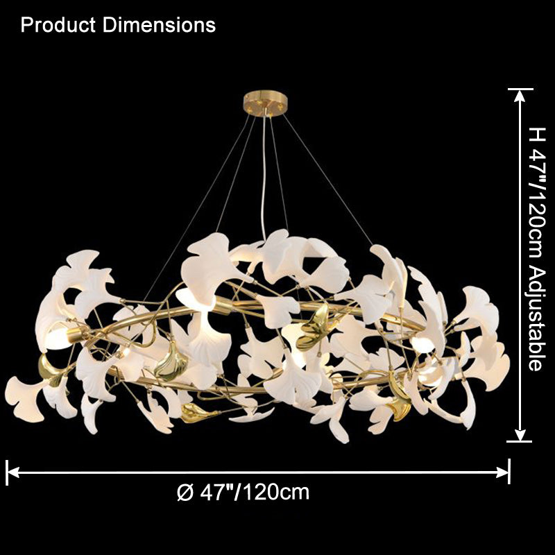 WOMO Round Ginkgo Leaf Decorative Ceramic Chandelier-WM2422