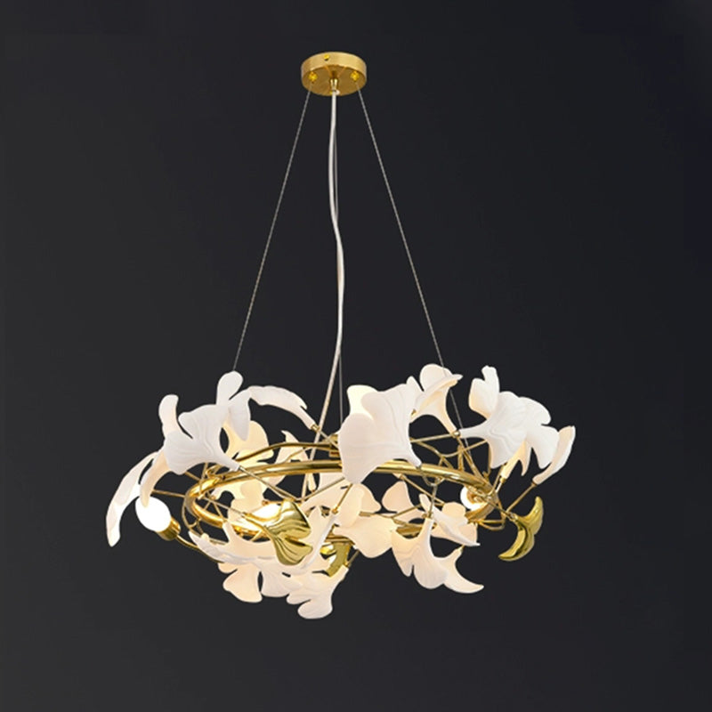WOMO Round Ginkgo Leaf Decorative Ceramic Chandelier-WM2422