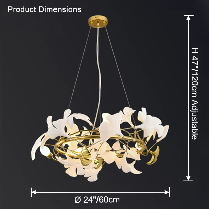 WOMO Round Ginkgo Leaf Decorative Ceramic Chandelier-WM2422