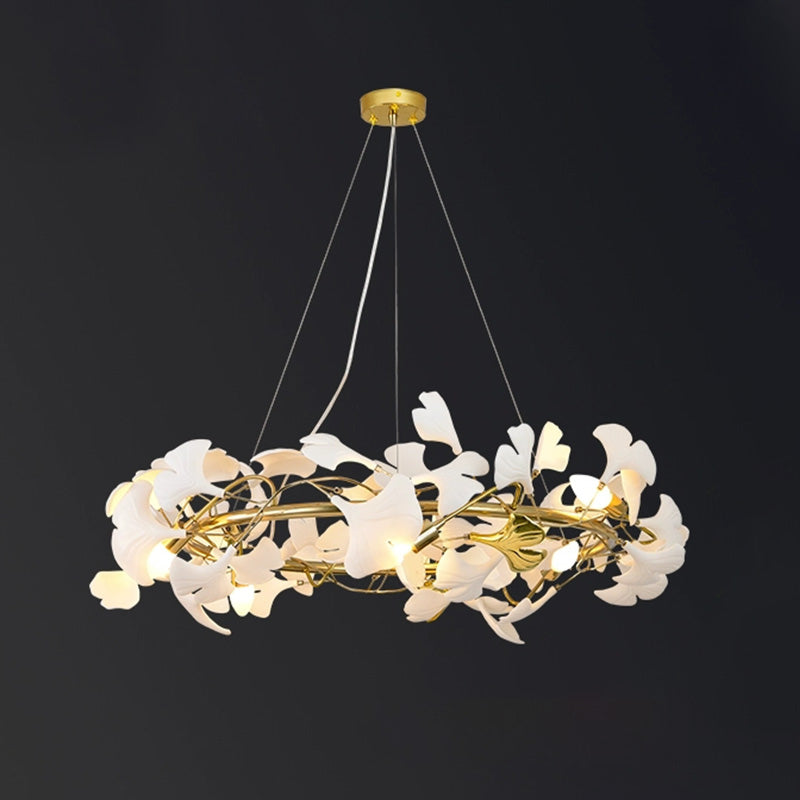 WOMO Round Ginkgo Leaf Decorative Ceramic Chandelier-WM2422