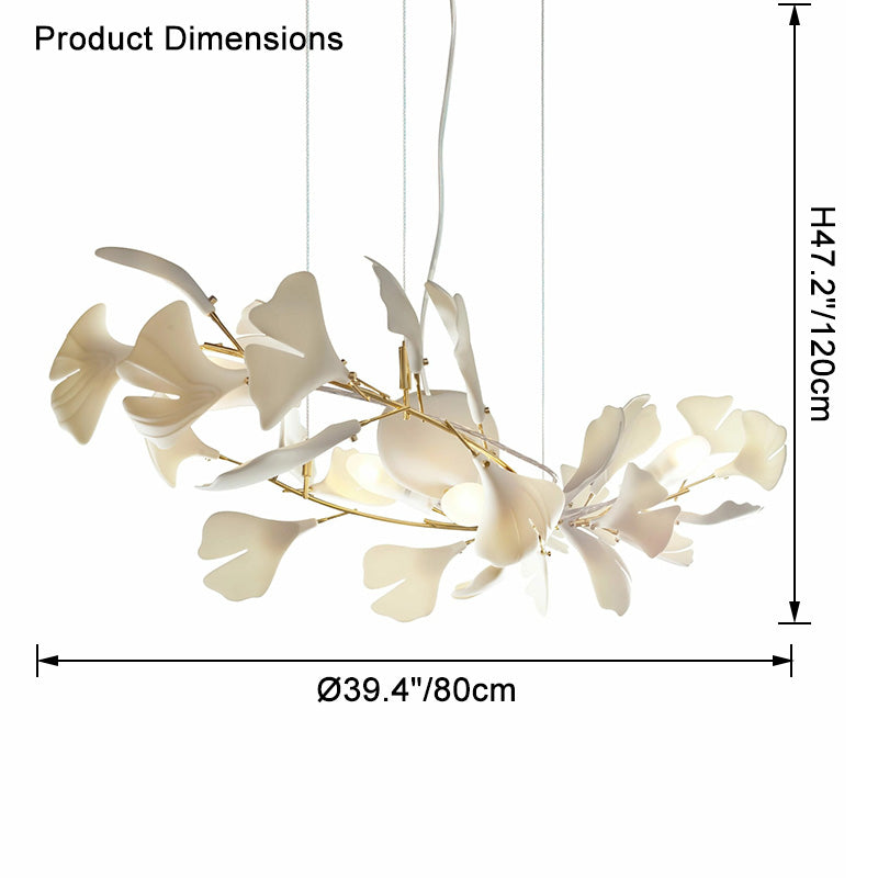 WOMO Decorative Ceramic Ginkgo Leaf Long Chandelier-WM2429