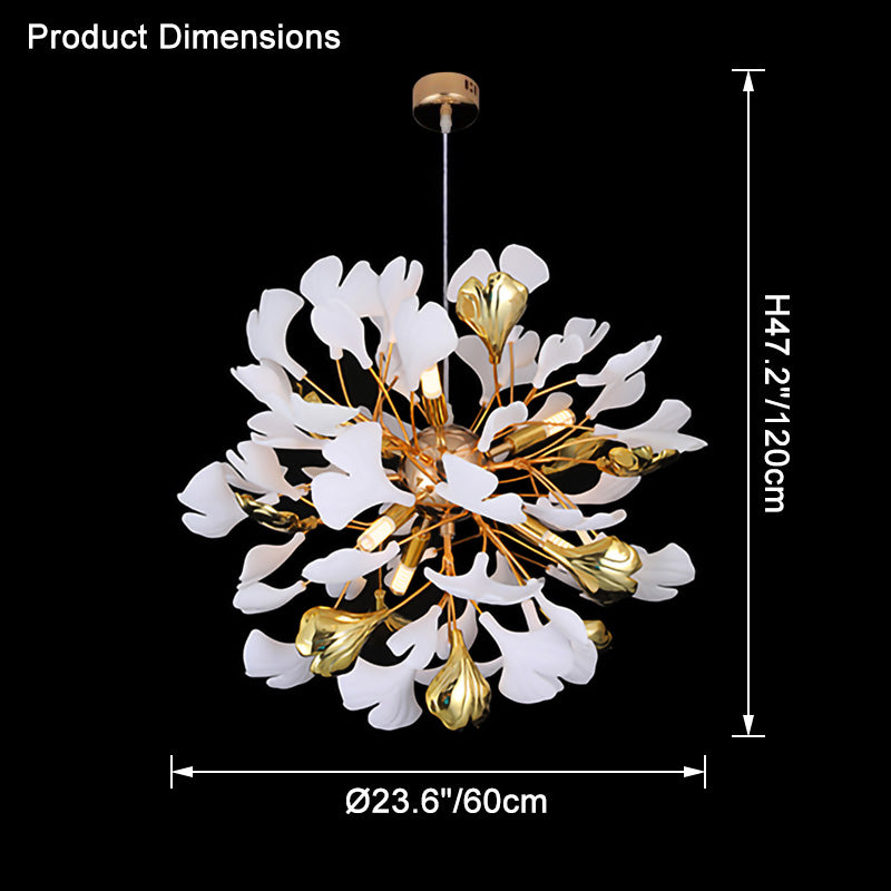 WOMO Lustre Boule Feuille de Ginkgo Céramiqu Décorative-WM2431