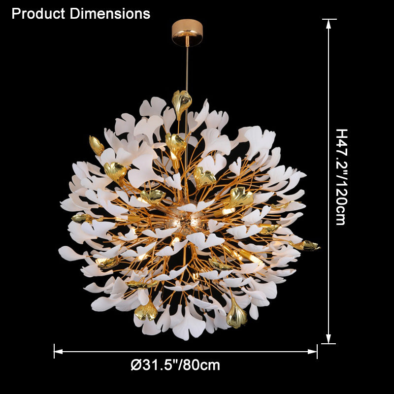 WOMO Lustre Boule Feuille de Ginkgo Céramiqu Décorative-WM2431