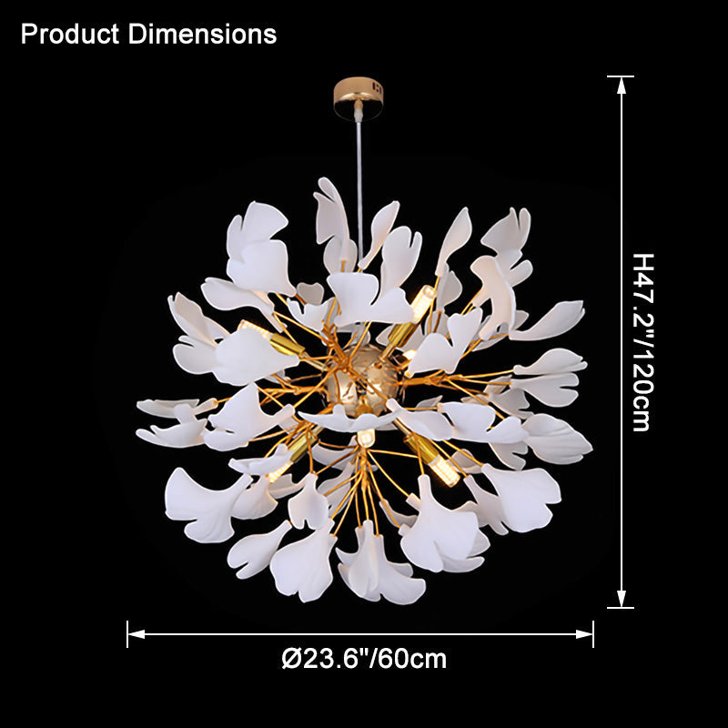 WOMO Lustre Boule Feuille de Ginkgo Céramiqu Décorative-WM2431