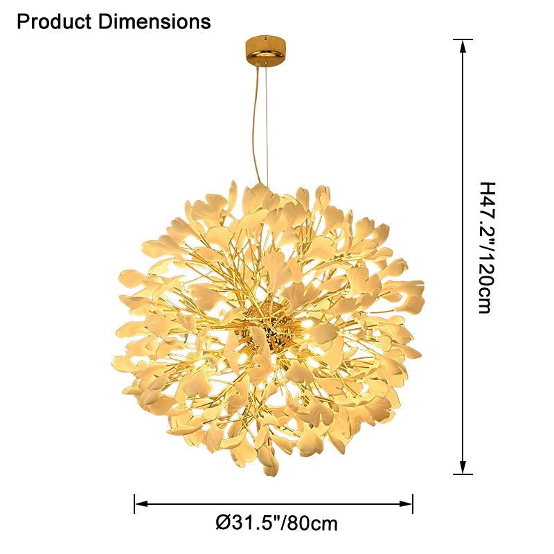 WOMO Lustre Boule Feuille de Ginkgo Céramiqu Décorative-WM2431
