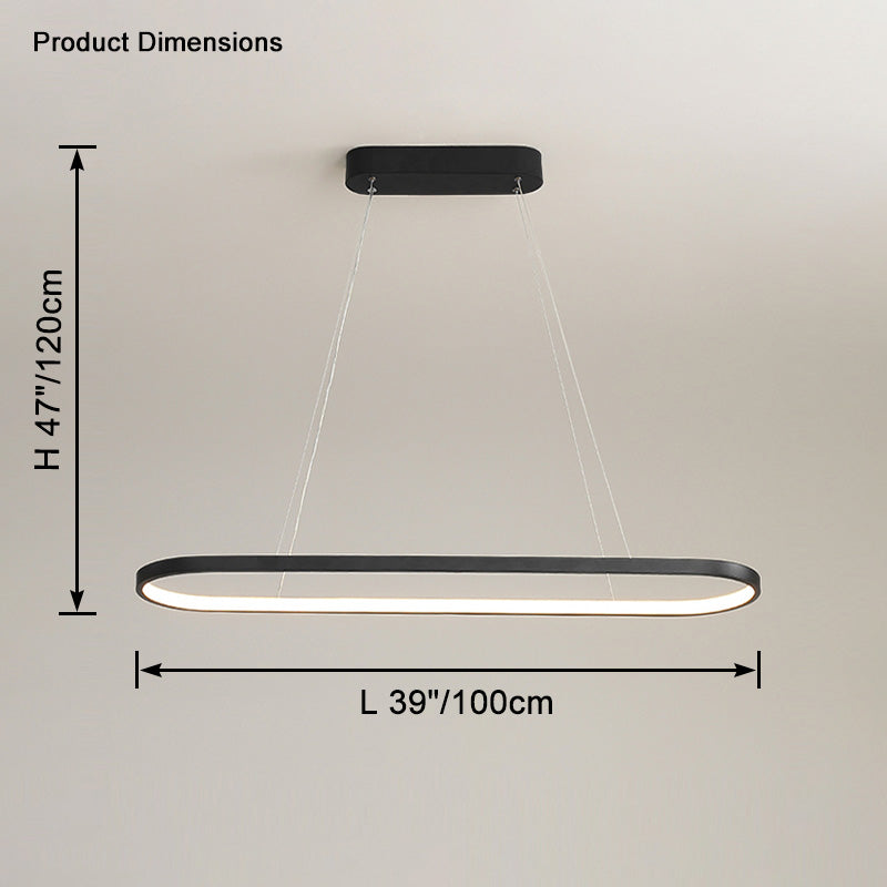 WOMO Long Oval Chandelier Black/White-WM2446