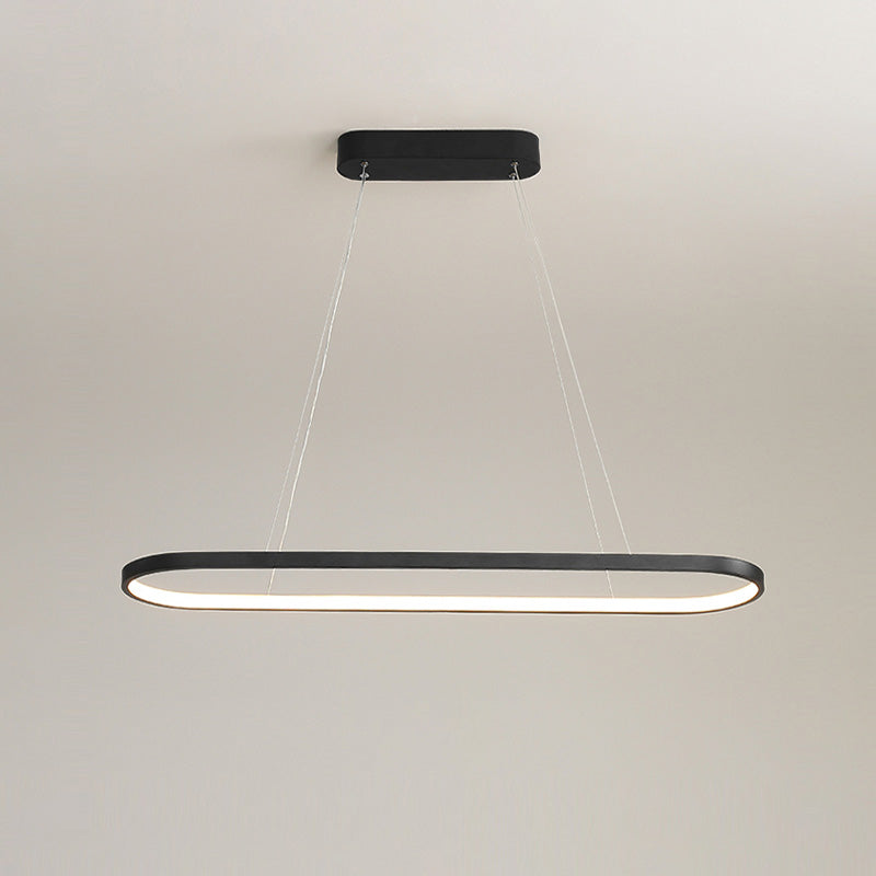 WOMO Long Oval Chandelier Black/White-WM2446